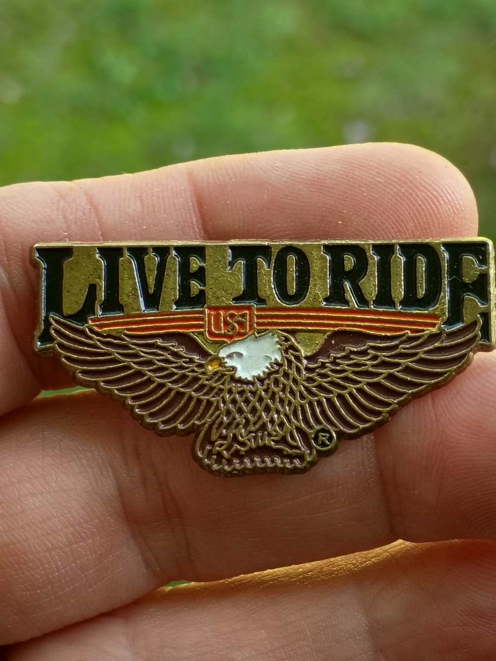 Vtg 1.5" Wide Harley-Davidson Live to Ride Lapel Pin Hat Pin